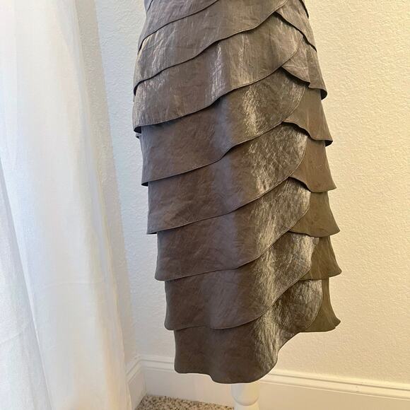 Vintage Cache Halter Cocktail Dress 6 Y2K Brown Shimmer Sheer Mesh Hoco Fairy - Picture 4 of 16